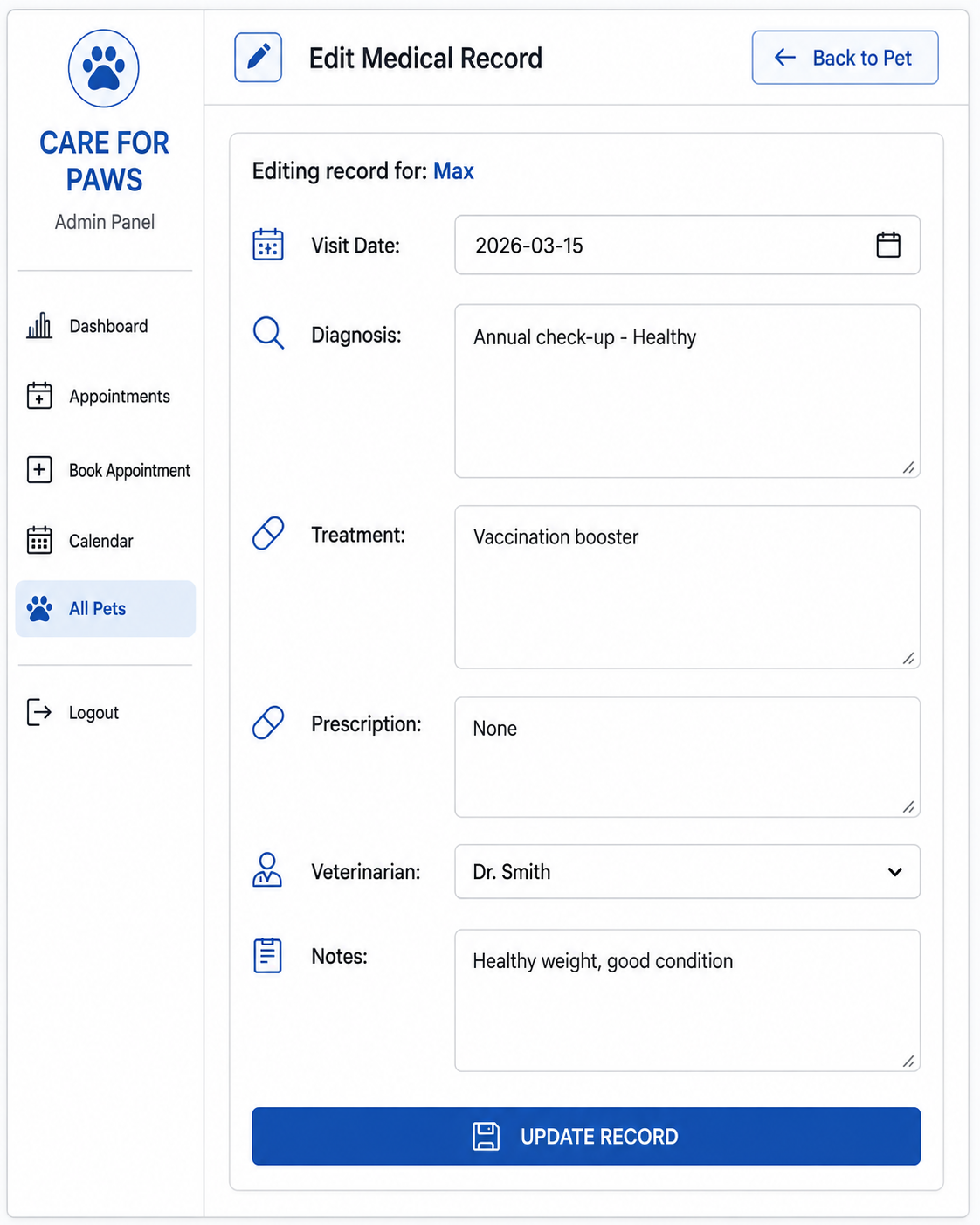 Edit Medical Record
